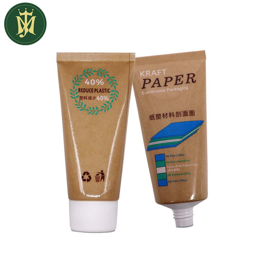 Emballage de recyclage à presser écologique Crème pour les mains de protection solaire dans un tube en plastique biodégradable Tube pressé en papier kraft