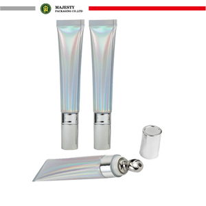 Tube de crème pour les yeux avec applicateur de Massage en métal argenté, Tube souple en plastique et aluminium ABL de 10ml 25ml 30ml