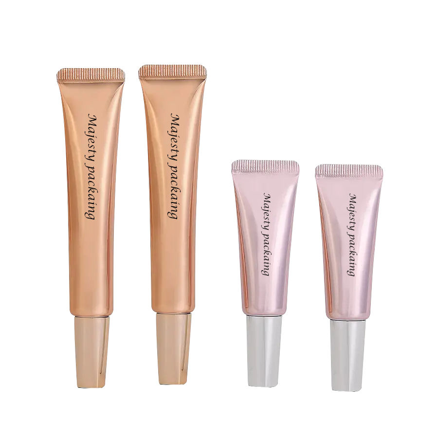 Tubes à presser de sérum pour les yeux doux PE ABL, 15ml, 20ml, 30ml, avec longue buse en or Rose, emballage cosmétique pour crème solaire pour les yeux