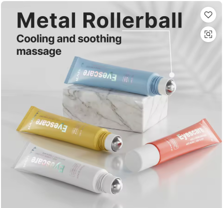 Tube de crème pour les yeux à bille en métal, cosmétique vide, Tube souple à presser en plastique pour sérum pour les yeux, Essence, applicateur de Massage rafraîchissant